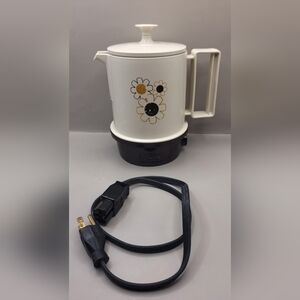 Vintage Regal Poly Hot Pot Electric Kettle 5 Cup Flower MCM Automatic Made USA